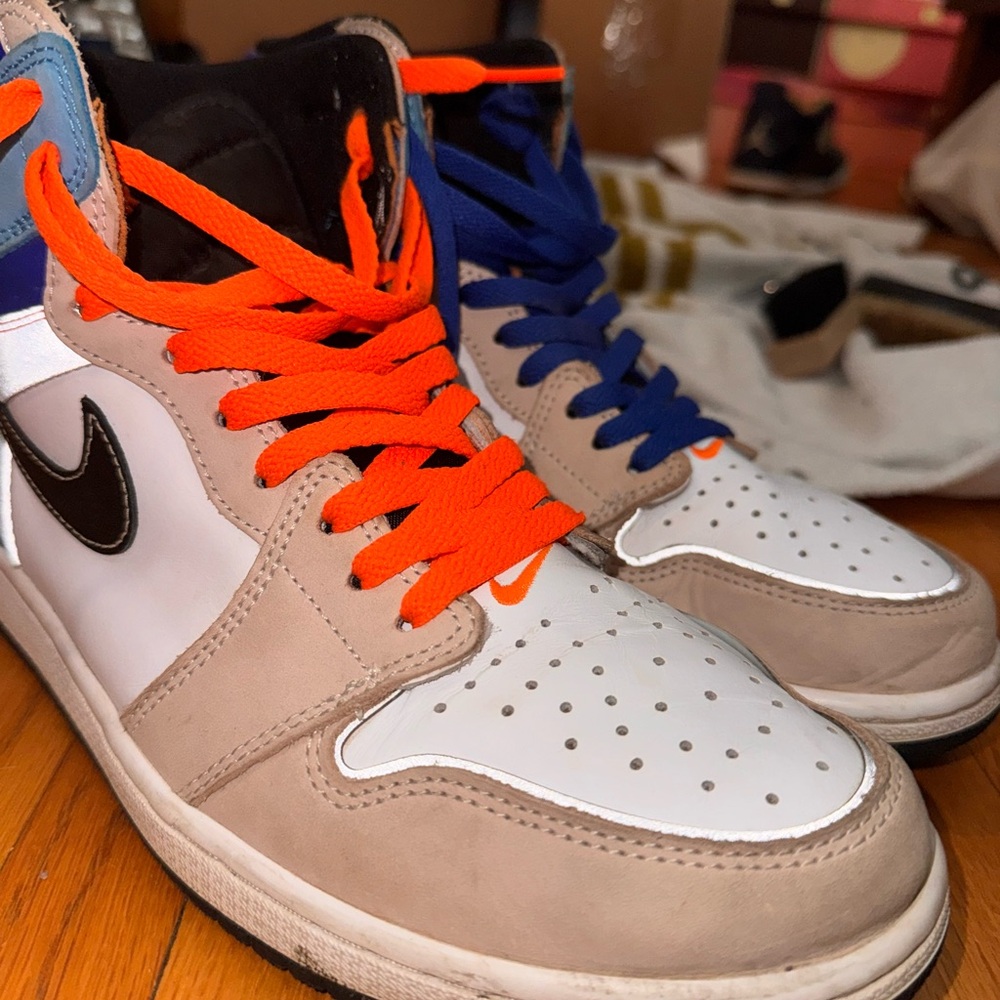 Nike Sneakers with Blue and Orange Accents